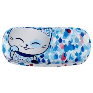 Mani The Lucky Cat Glasses Case – Sliver and Blue. Lucky gifts for her