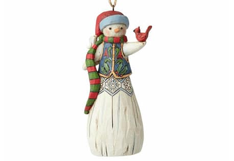 Jim Shore Heartwood Creek Folklore Snowman With Cardinal Hanging Ornament